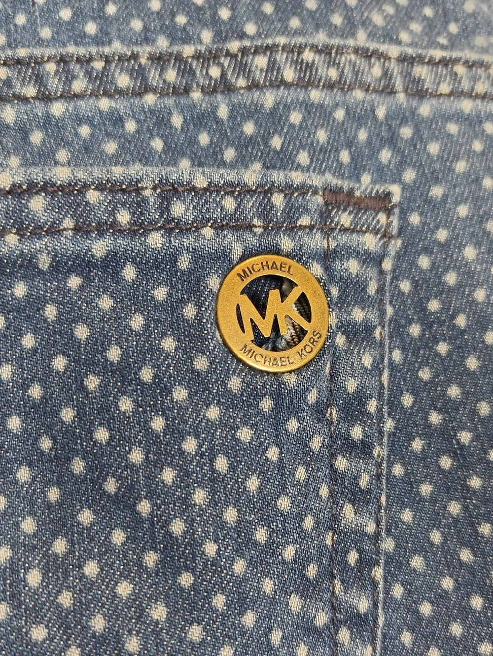 MICHAEL KORS Navy Polka Dot Skinny Jeans Medium Wash Size 4